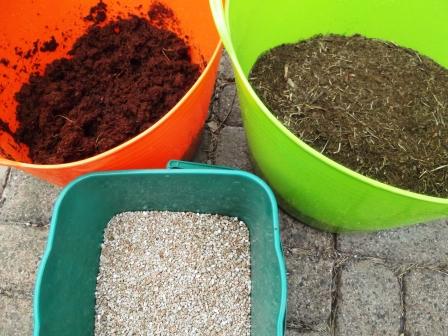 The potting mix ingredients before they were combined