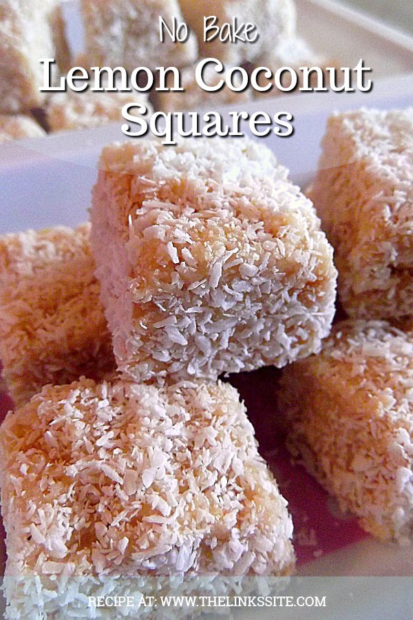 These Lemon Coconut Squares are sweet with a delicious lemon tang and there’s no baking required! thelinkssite.com