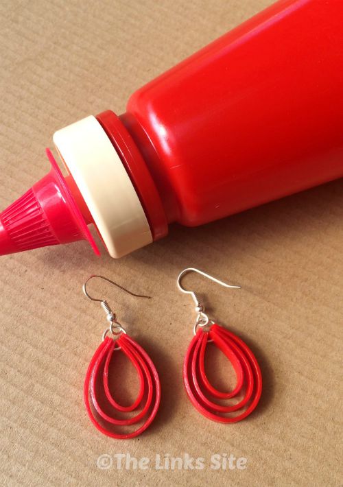 DIY Plastic Earrings from a tomato sauce squeeze bottle!