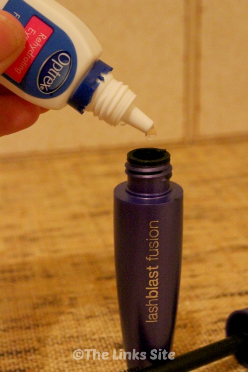 Adding a few eye drops will allow you to use your dry or clumpy mascara for a few more weeks!