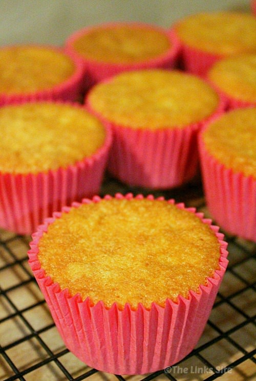 Even without any frosting these vanilla cupcakes look hard to resist! thelinkssite.com