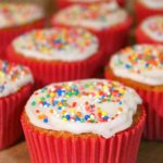 These vanilla cupcakes are as easy as a boxed mix but they taste twice as good! thelinkssite.com