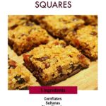 White background containing an image of Florentine squares on a wooden board. Text above the image reads: Quick & Easy Florentine Squares. Text below the image reads: 5 ingredients, Cornflakes, Sultanas, Glace Cherries, Sweetened Condensed Milk, Chocolate, for full recipe visit: thelinkssite.com.