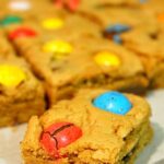 Cookie bars on baking paper.