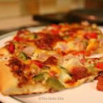 Slices of pizza on a plate.